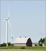 Wind Turbine next to barn 